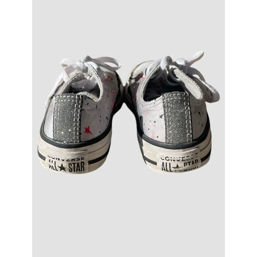 CONVERSE CTAS OX Shoes Girls Size 12c Silver Stars Chuck Taylor Lace up Low